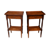 Pair of bedside tables in walnut 19th