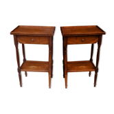 Pair of bedside tables in walnut 19th