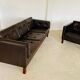 Vintage Danish Erik Jørgensen brown leather 3 seater sofa