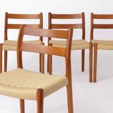 Set of 4 Niels Otto Møller Model 84 Chairs – Danish Teak & Paper Cord, 1970