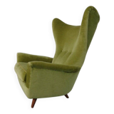 Italian Mohair Wingback Chair, 1950s