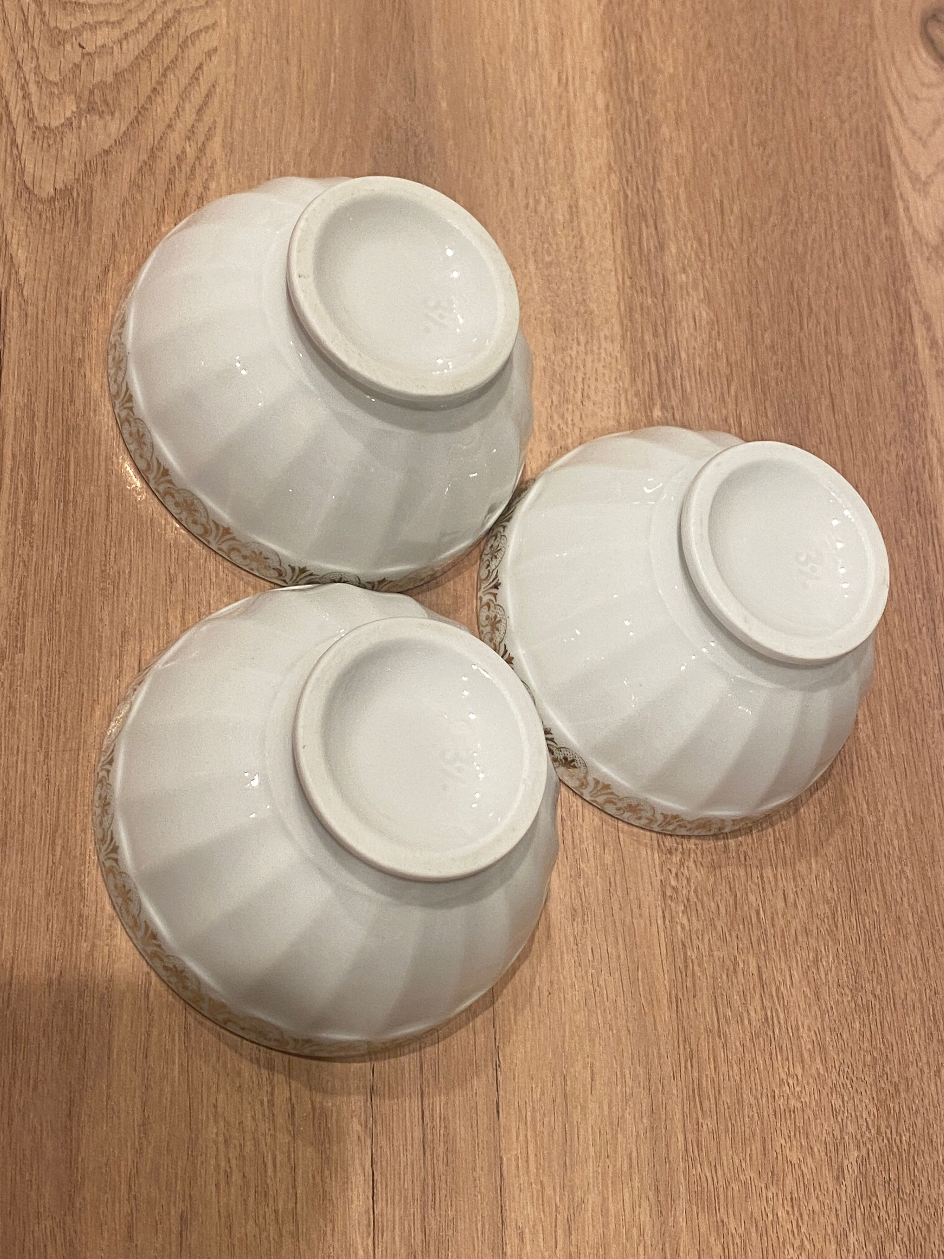 3 small faceted bowls
