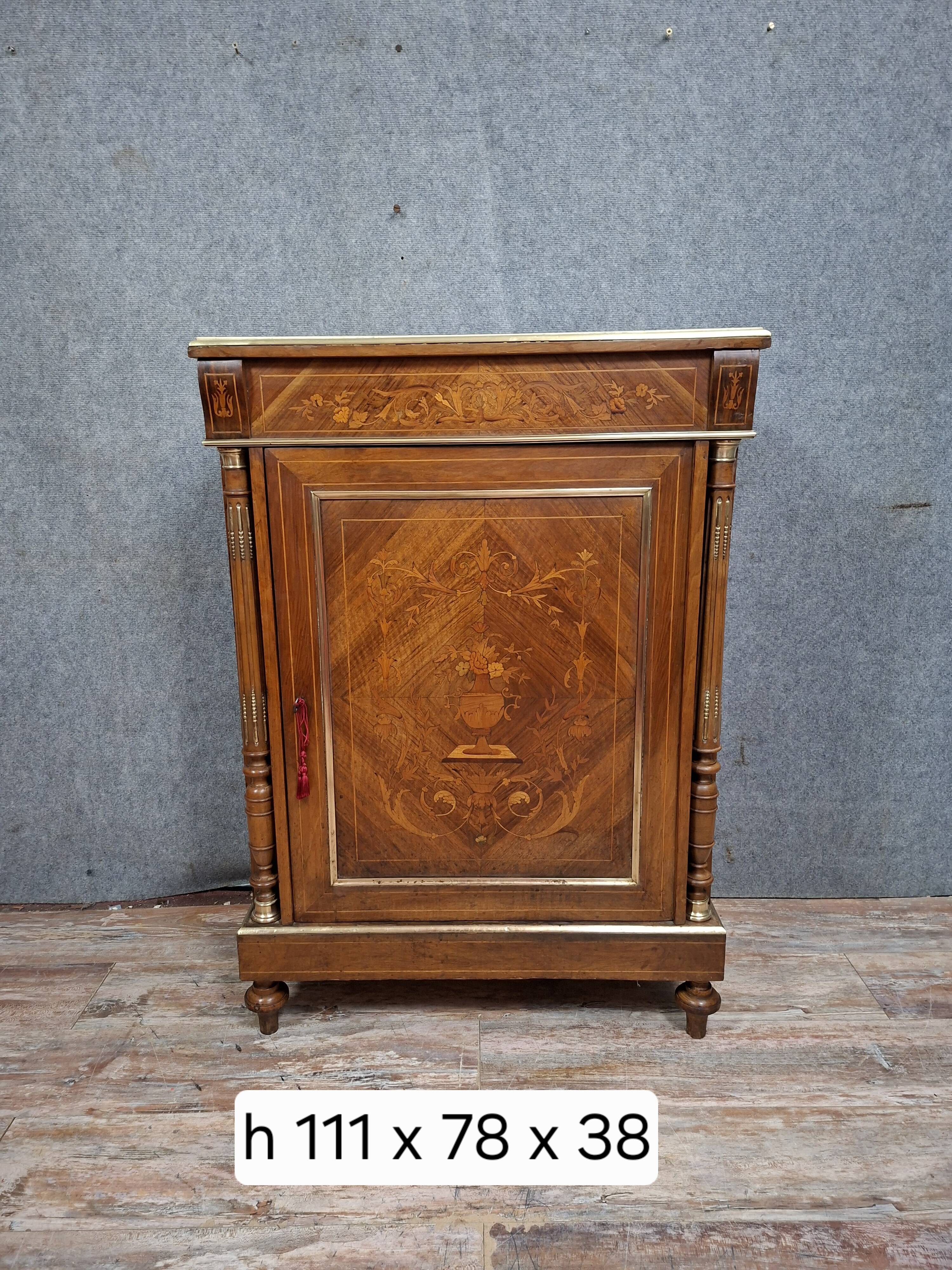 small side table or chest of drawers in marquetry, Napoléon III style