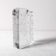 Mid-century Single Flower Textured Glass Block Bud Vase / Germany / 1960s
