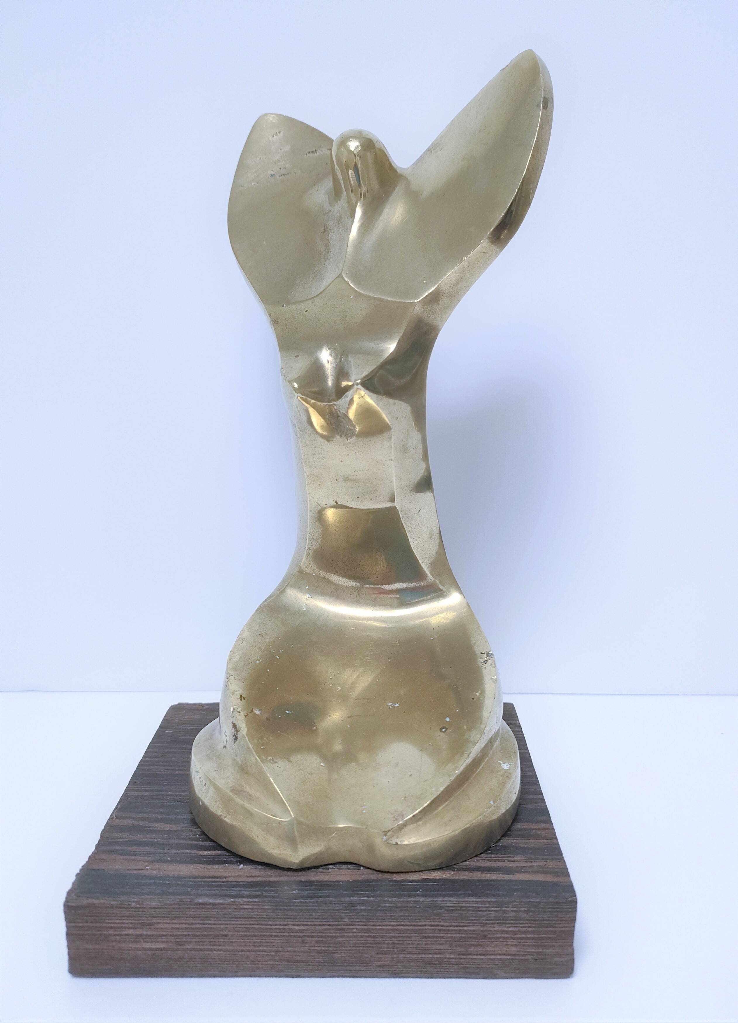 Gilded bronze and sculptural wood paperweight