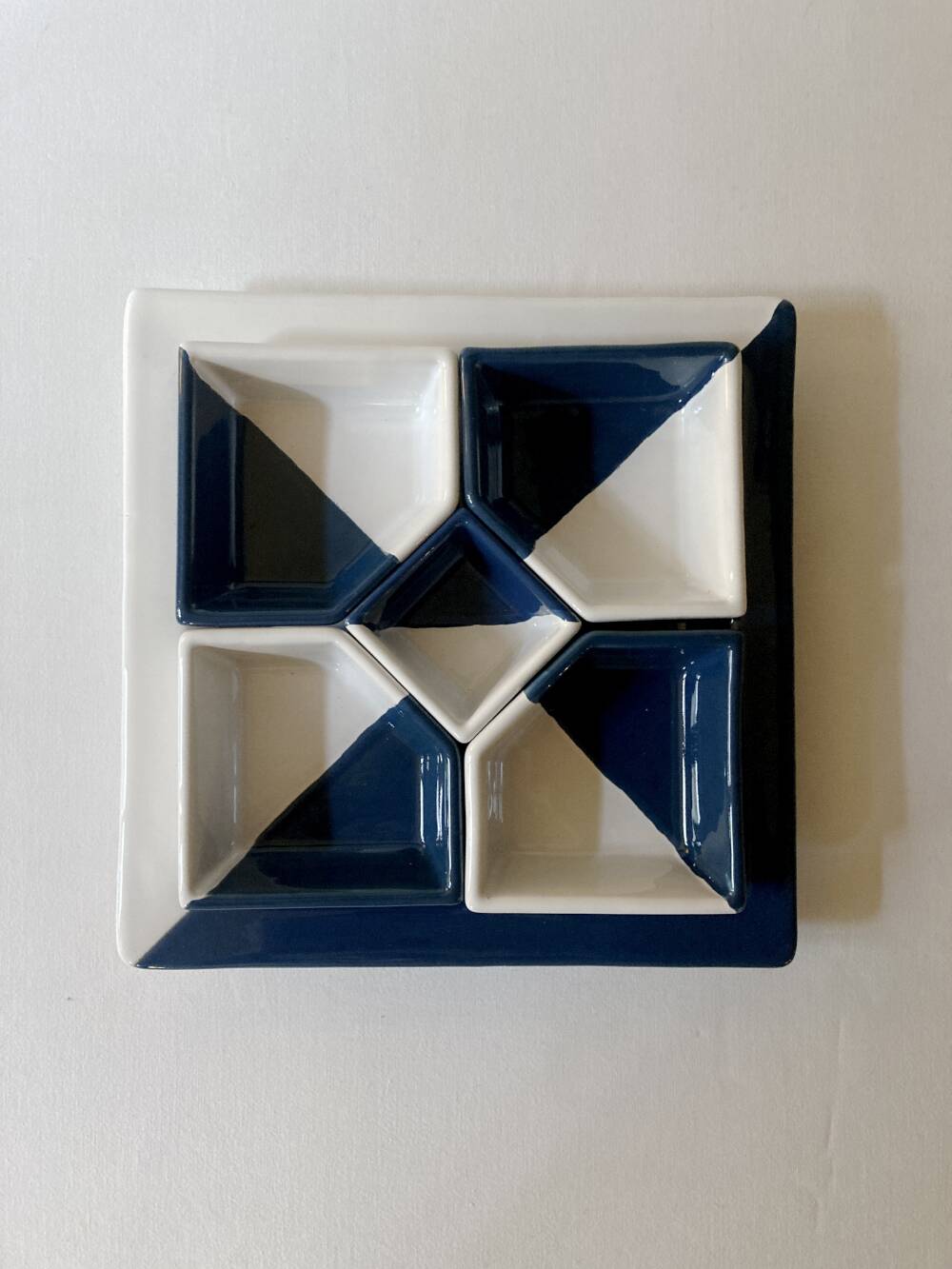 Hand-painted ceramic serving tray or aperitif platter