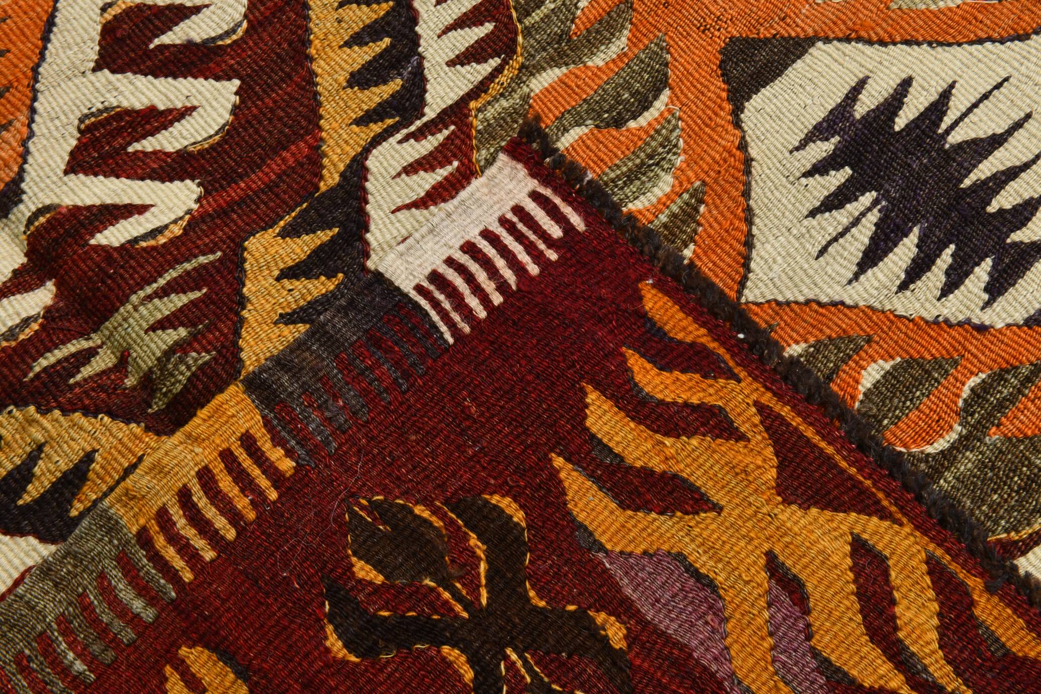 5x9 Red & Orange Faded Colors Anatolian Kilim Rug, 150x271Cm