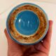 Turquoise blue vase brand YR