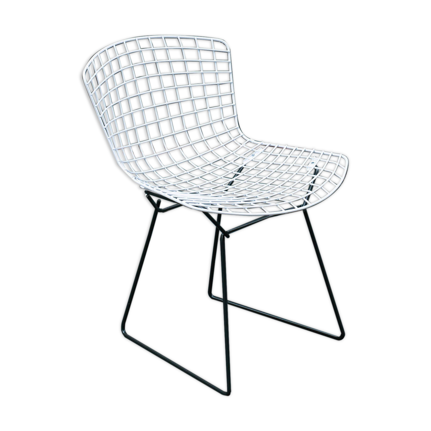 Chaise Wire Noire Et Blanche De Harry Bertoia Edition Knoll Selency