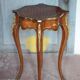 Wooden bedside table with marquetry and bronze, side table with curved legs