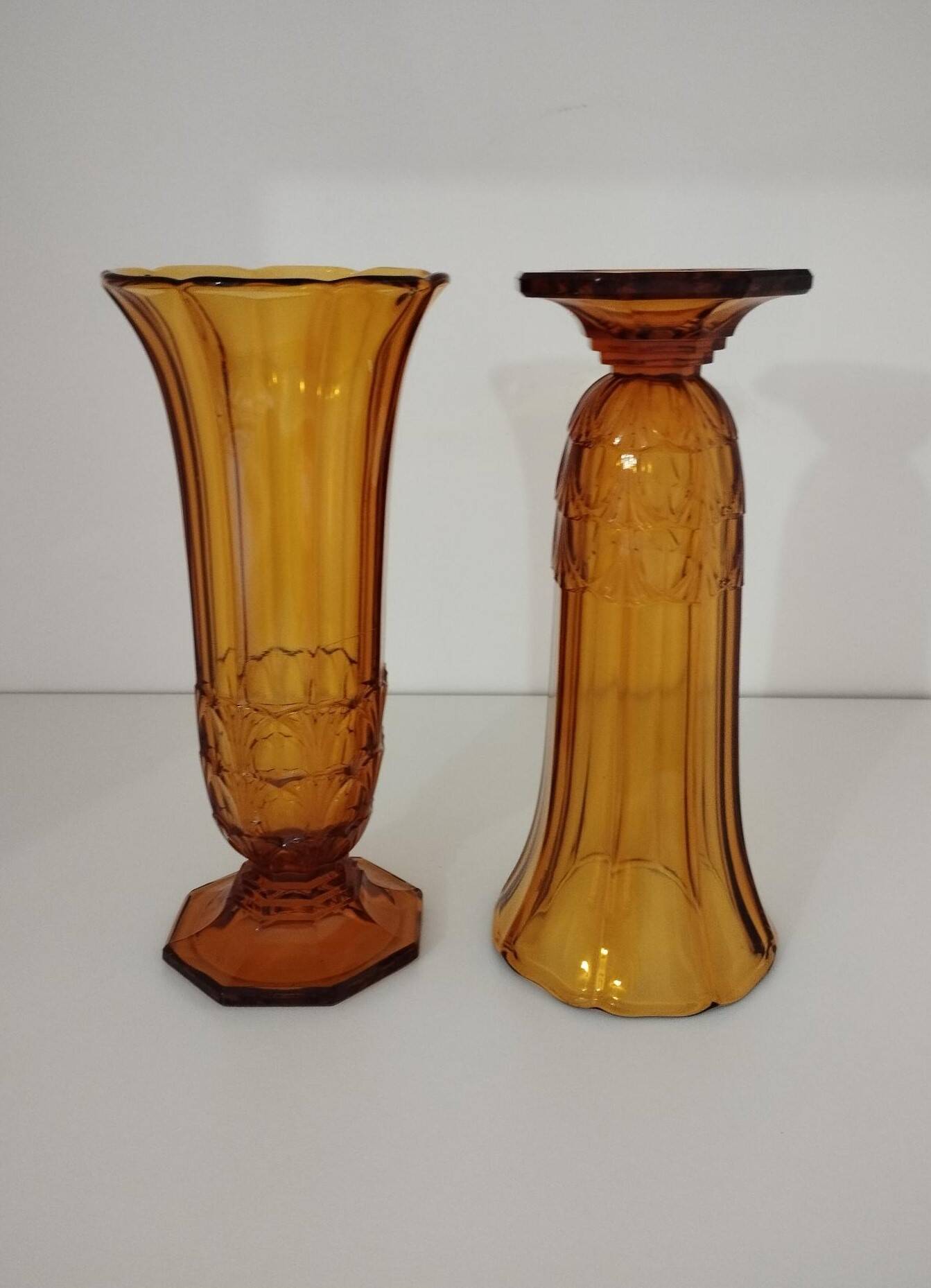 Art Deco vase pair, Val-Saint-Lambert crystal 1930