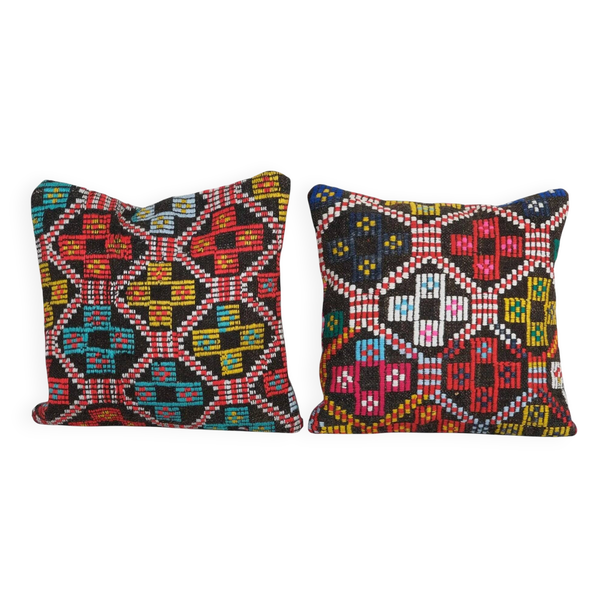 Set of 2 vintage kilim cushion covers 41x41 cm