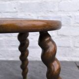 Turned wooden tripod stool