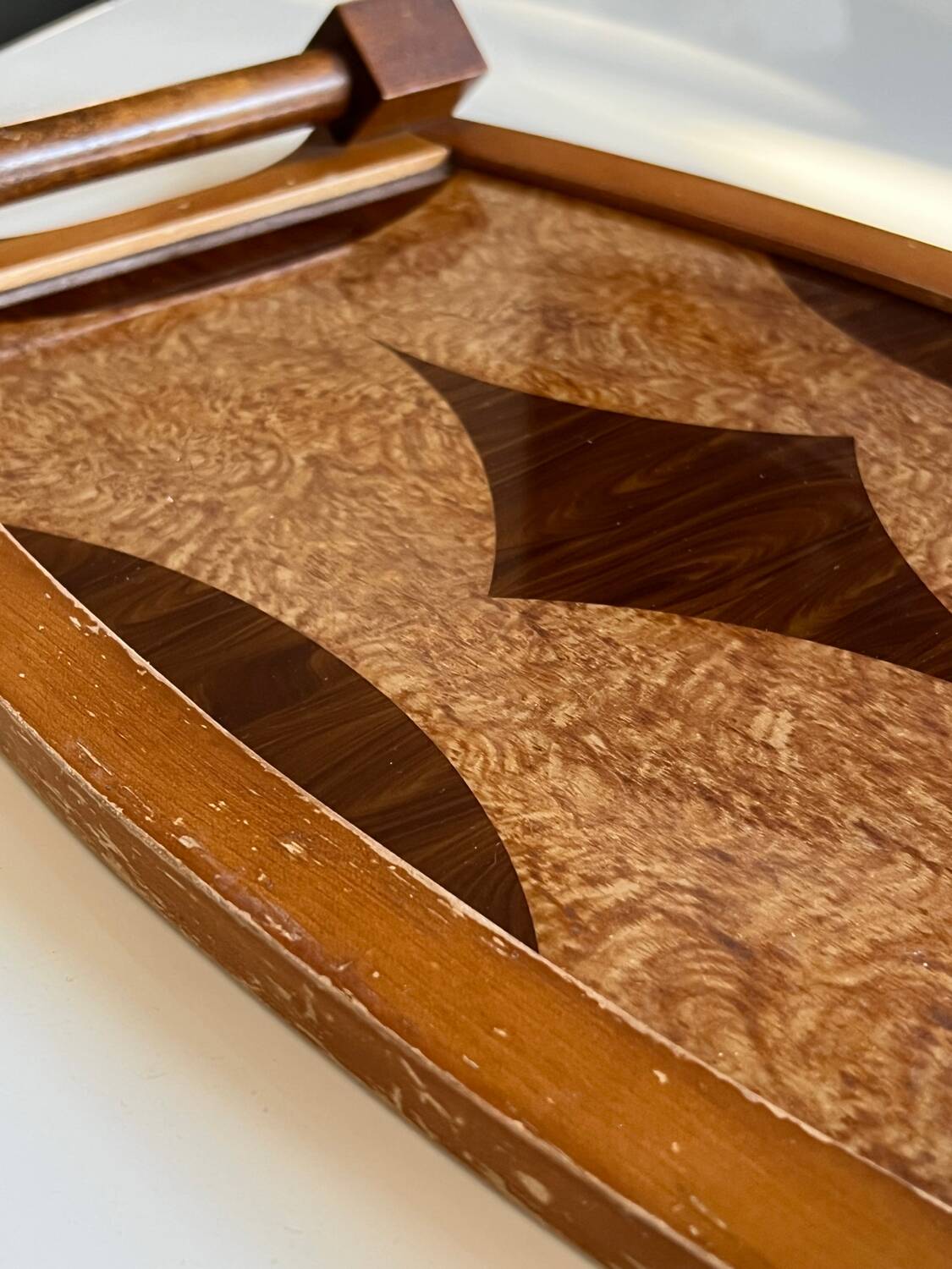 Vintage wooden marquetry tray - art deco