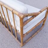 Sofa bench 3-seater vintage rattan