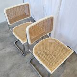 Ensemble de 2 chaises Cesca vintage de Marcel Breuer : chaises de salle à manger en osier style Mid-Century Modern