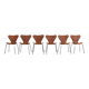 Ensemble de 6 chaises de salle à manger Butterfly en cuir cognac par Arne Jacobsen pour Fritz Hansen, Danemark 1979