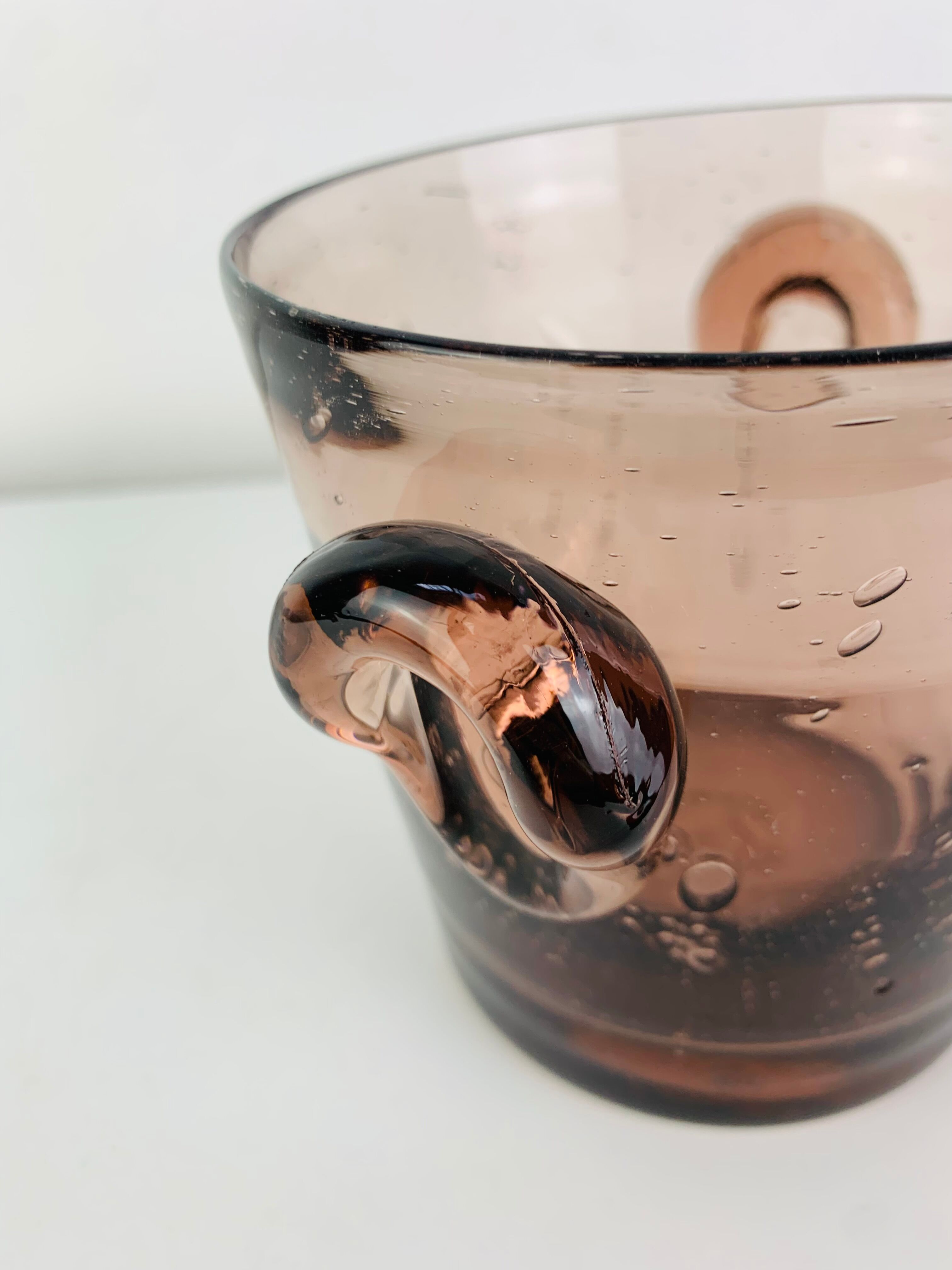 Pink bubble glass ice bucket La Rochère