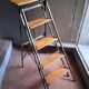 Vintage iron and wood stepladder with 5 steps