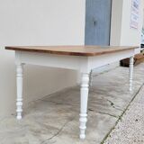 Rustic oak bistro farm table with louis philippe legs - 2m