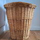 Large vintage rattan basket, retro wicker decoration