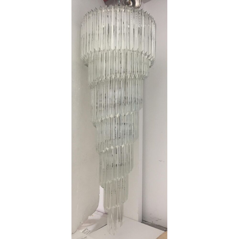 Clear quadriedro murano glass twister chandelier