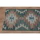 1970s Vintage Turkish Handmade Wool & Cotton Green Runner Rug  73x291