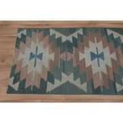 1970s Vintage Turkish Handmade Wool & Cotton Green Runner Rug  73x291