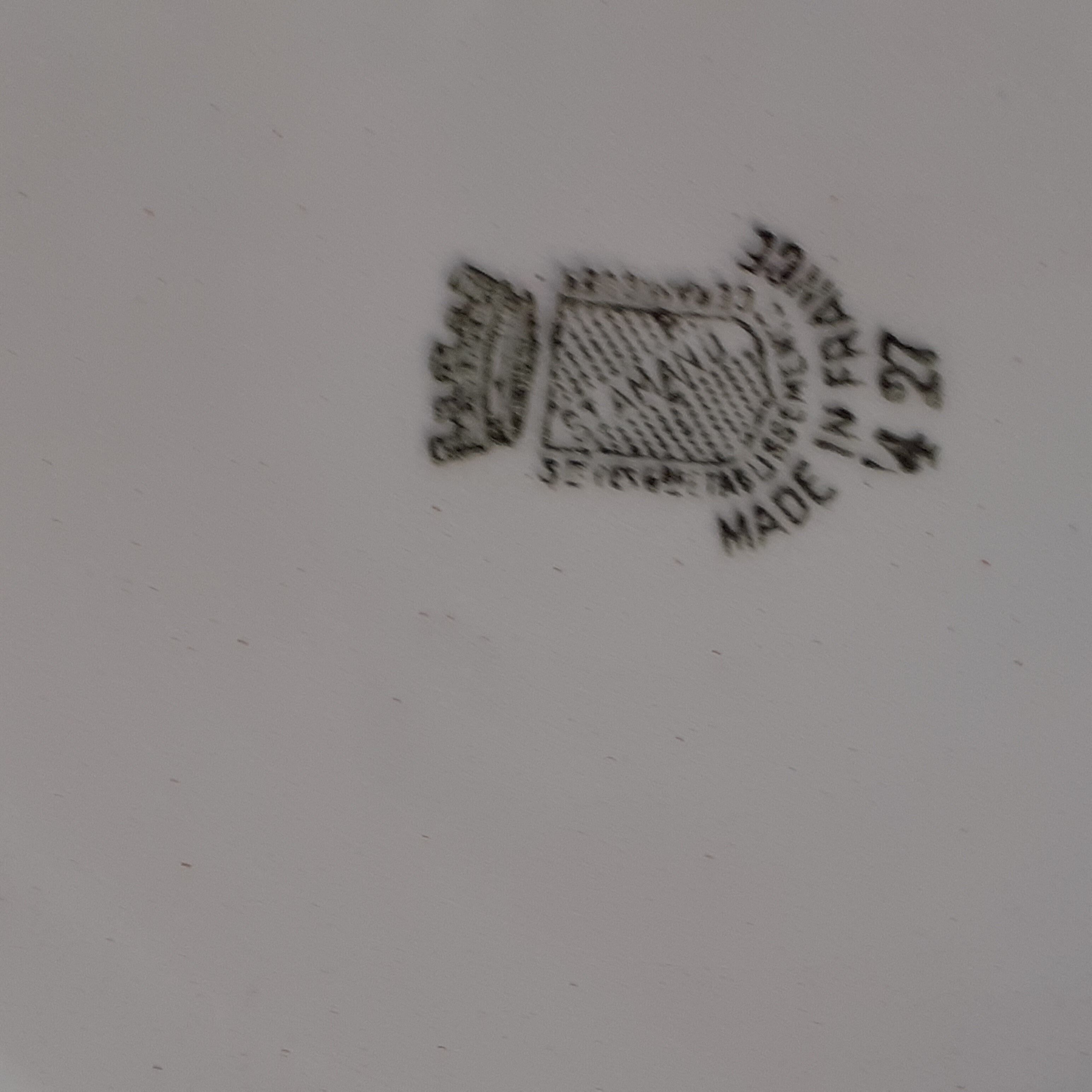 White background semi hollow dish with red flowers by St Amand
