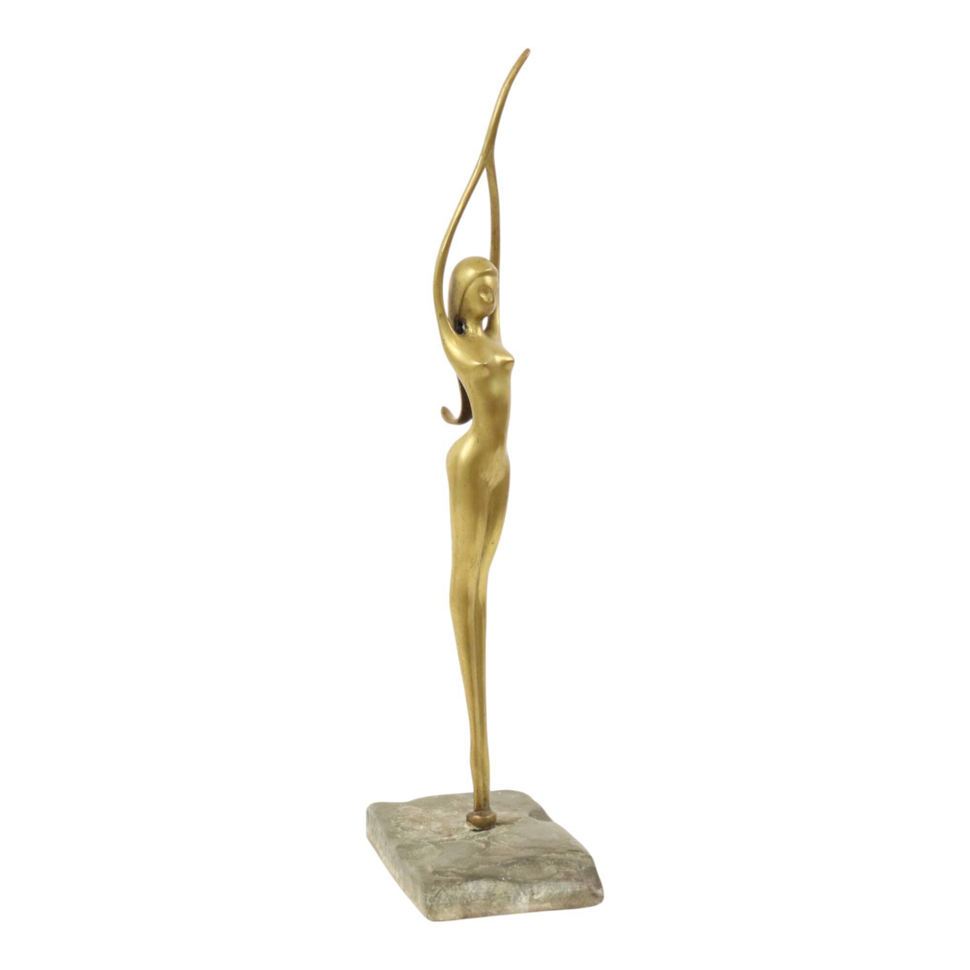 Abstract Image Nude Woman Ballerina Art Deco Style Brass 51cm