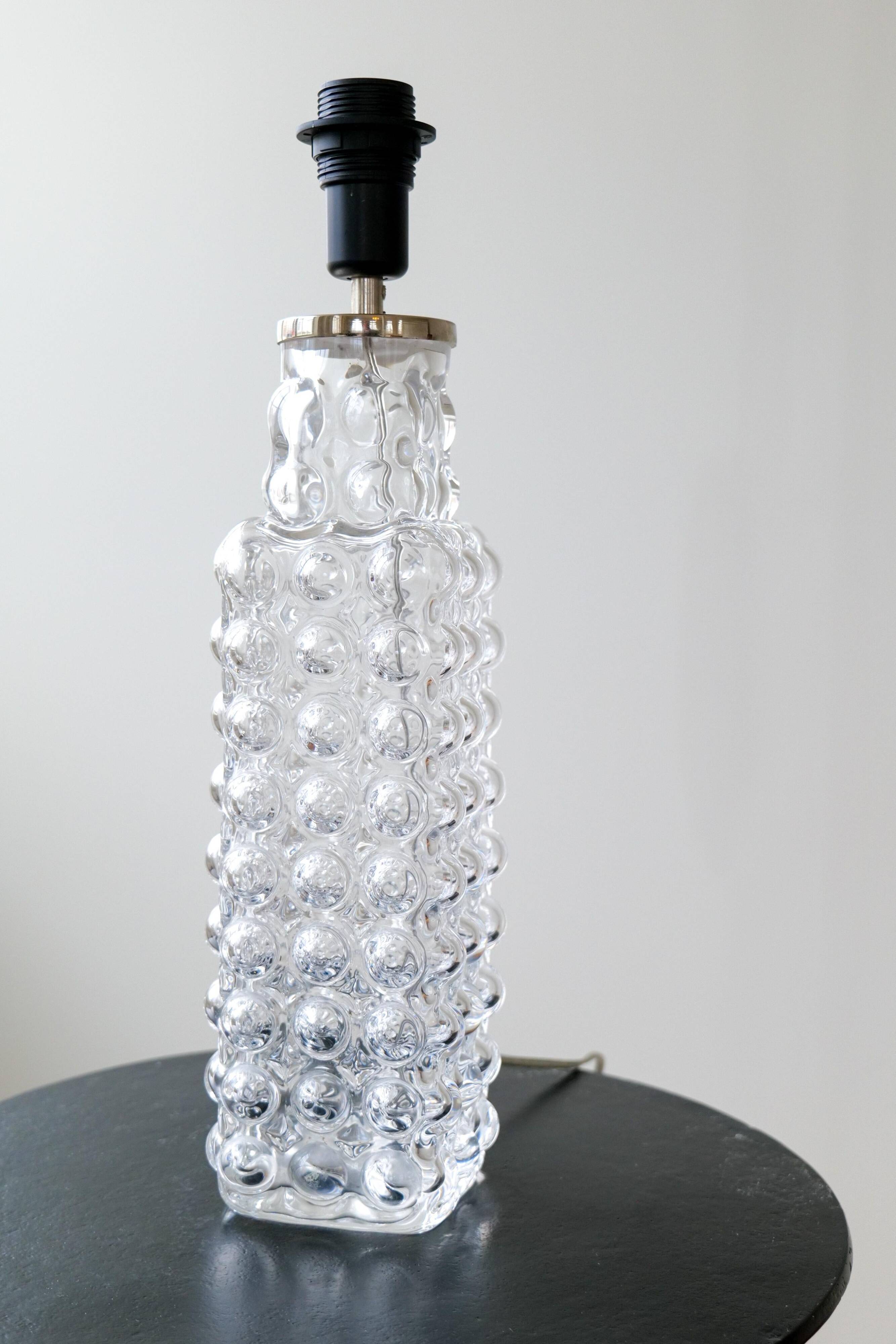 Rare Midcentury Modern crystal bubble table lamp by Orrefors Carl Fagerlund.