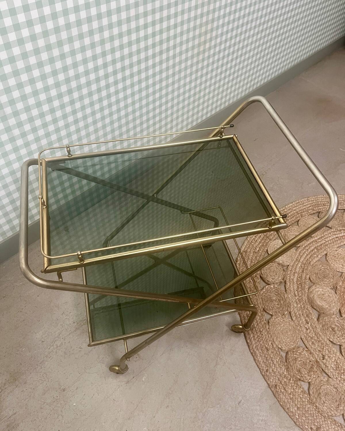 Vintage brass and glass serving trolley