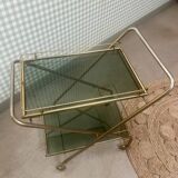 Desserte vintage laiton et verre