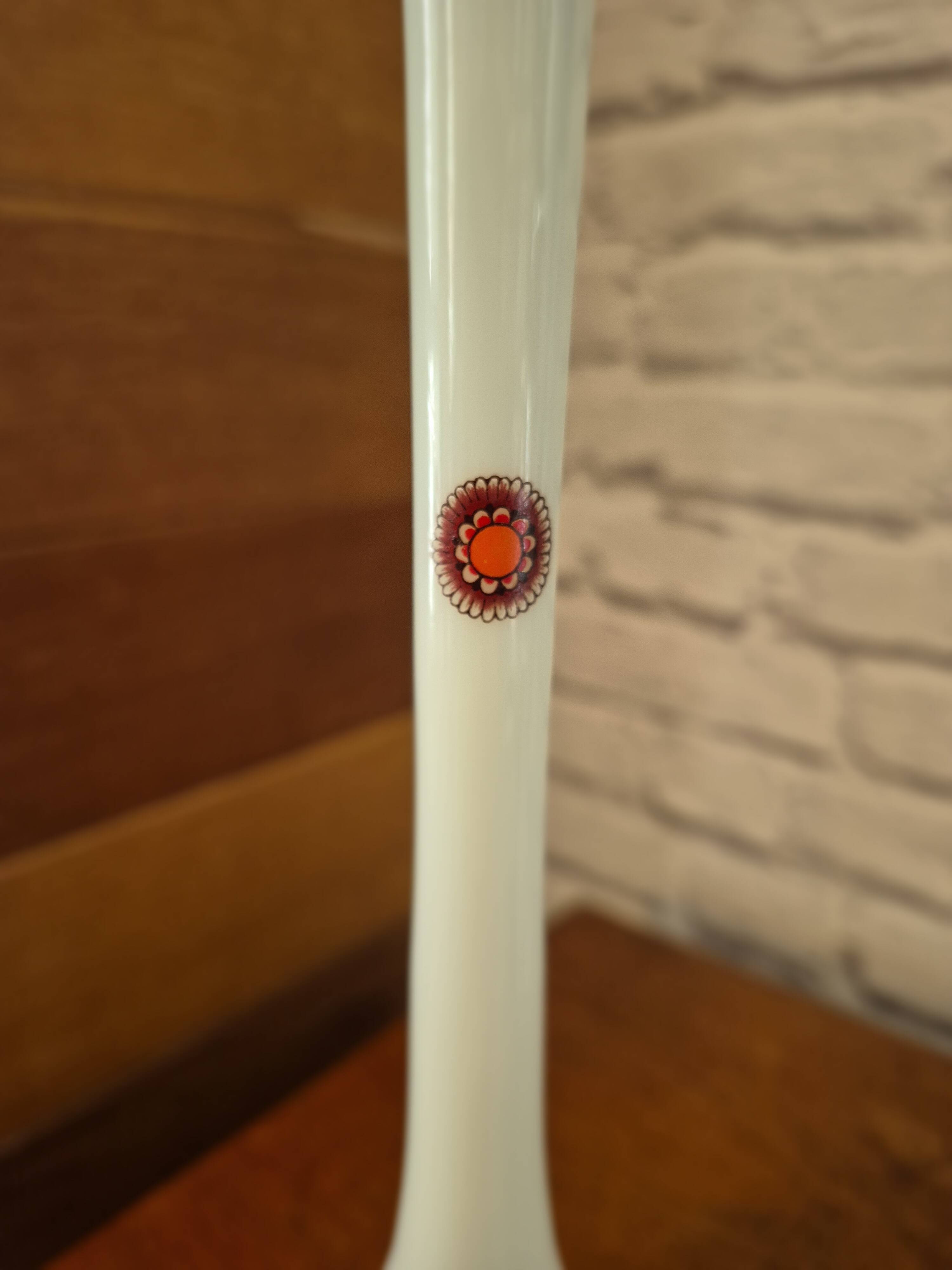 Large opaline vase decorated vintage 70s