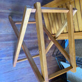 Removable wooden tray with folding legs