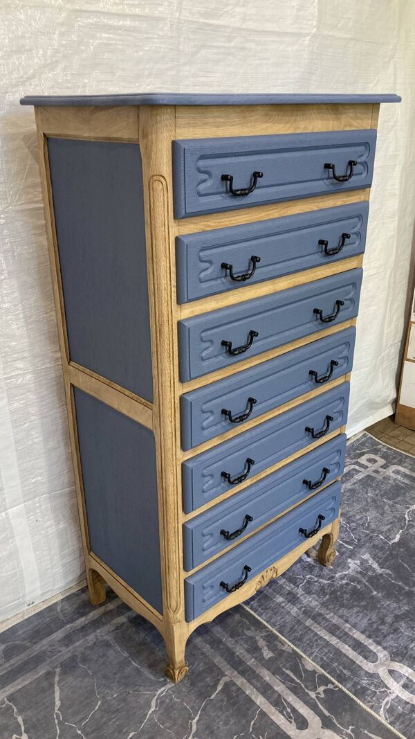 Grand semainier commode en bois relooké