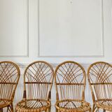 4 vintage rattan chairs