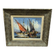 Huile sur toile marine Marcel Abougit Barques de pêcheurs Côte d'Azur