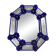 Elegant Italian Octagonal Murano Glass Mirror with Blue Floral Carved Detal