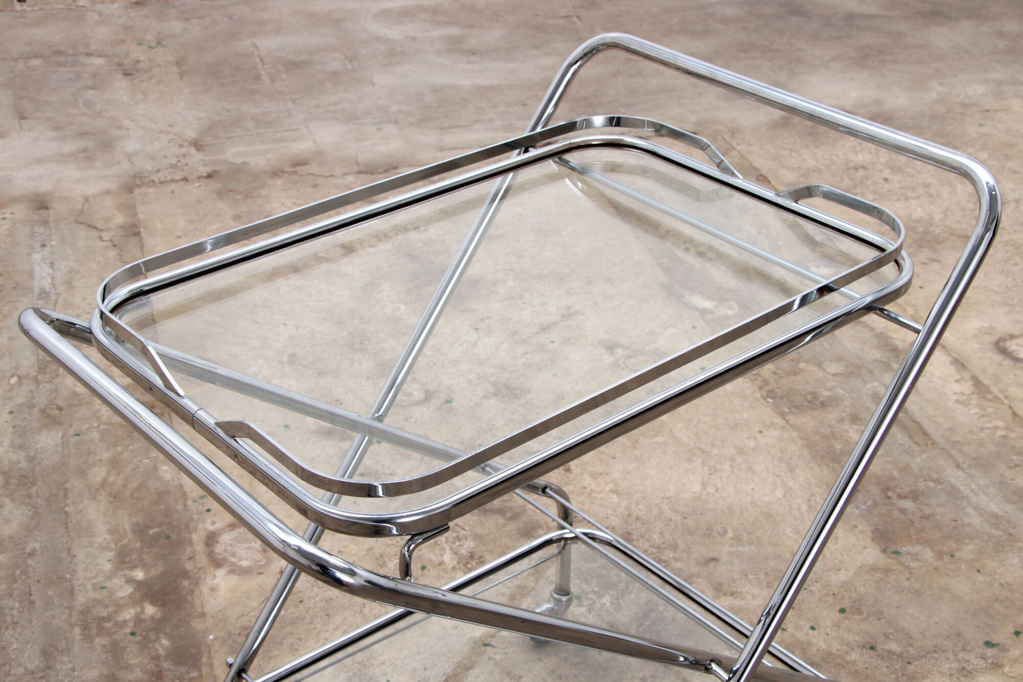Vintage trolley nice chrome or bar cart, 1960 France.