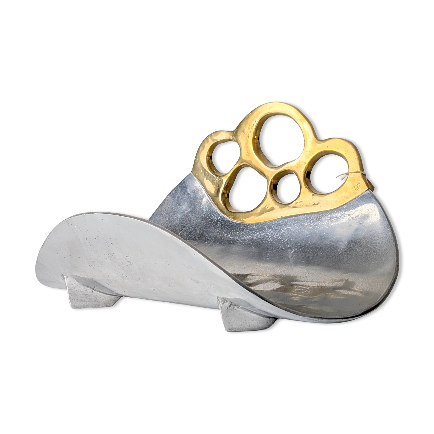 Aluminium and brass log holder by David Marshall, Spain, 1980s