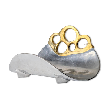 Aluminium and brass log holder by David Marshall, Spain, 1980s