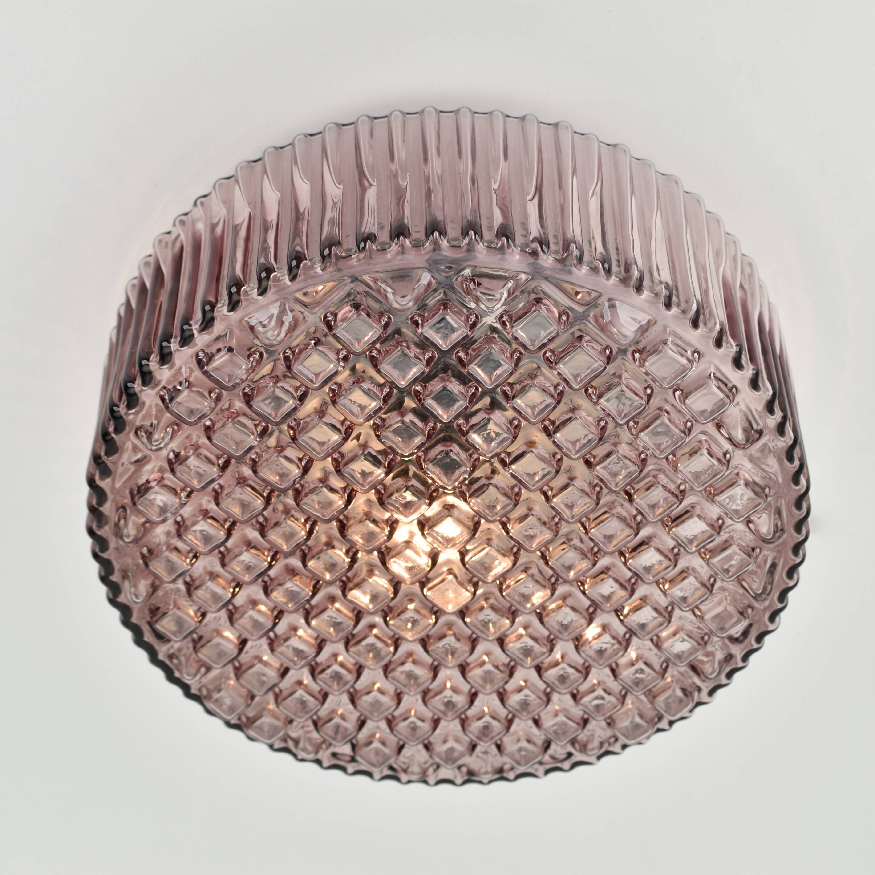 Mid-century modern amethyst glass flush mount, 1970s