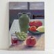 Peinture ancienne huile sur carton nature morte fruits table