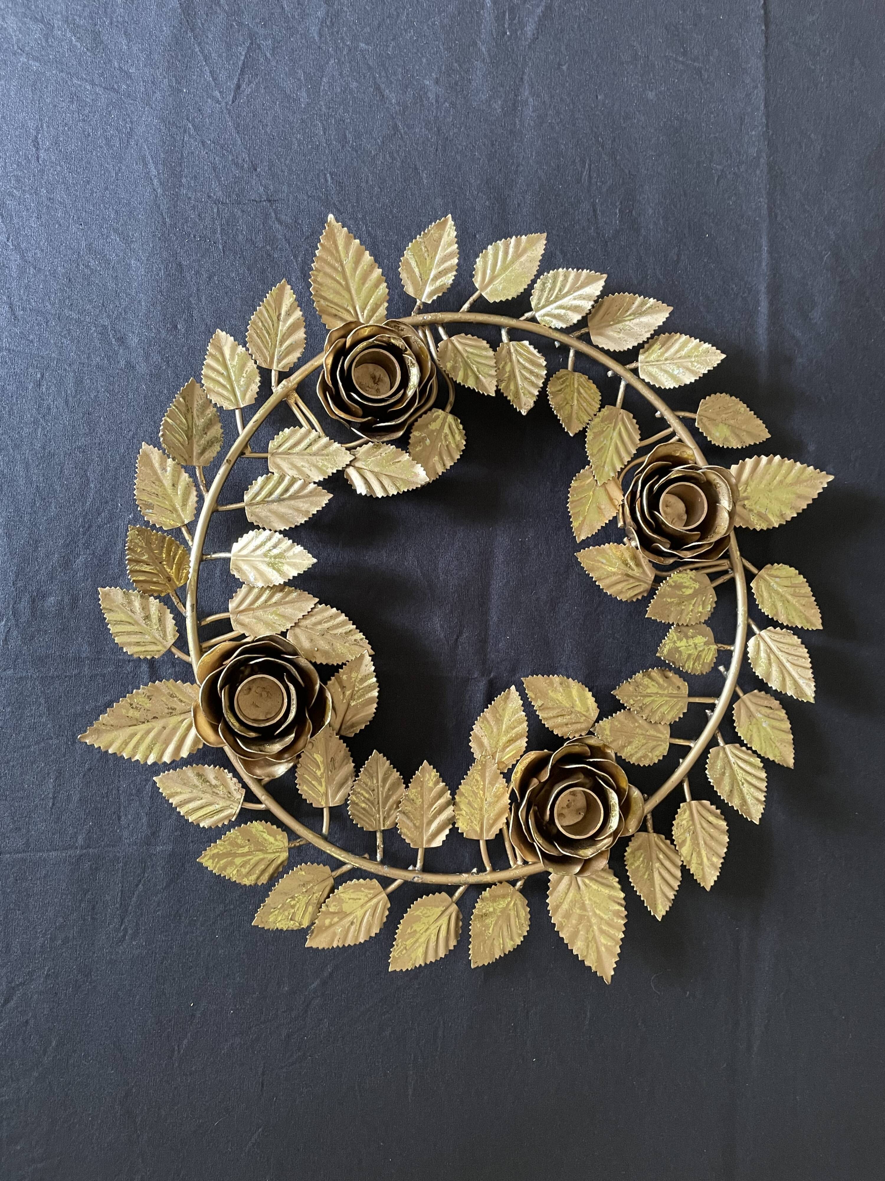 Chandelier crown 4 flames in golden metal