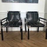 Paire de fauteuils bambou et chrome, 1970’s