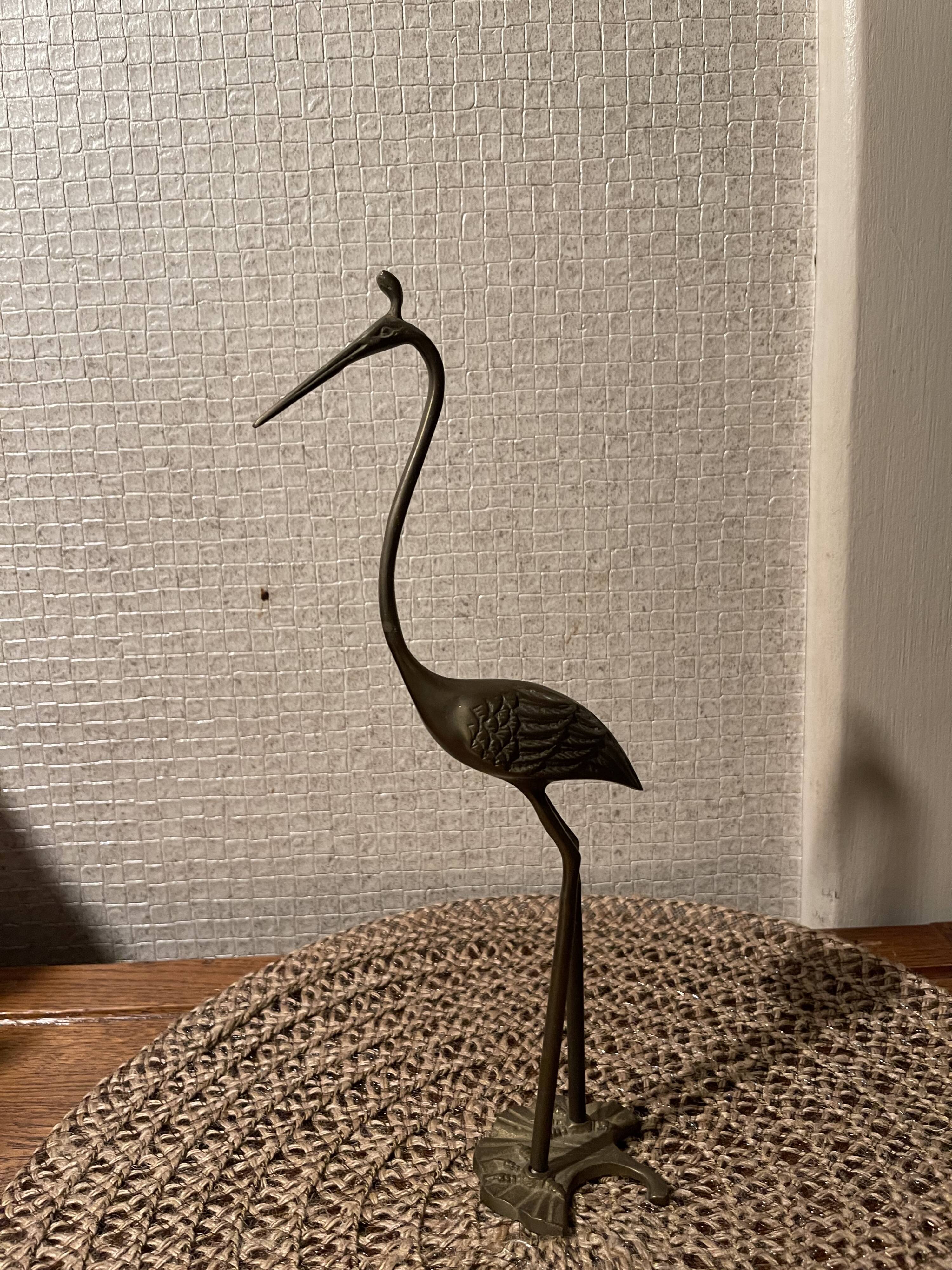 Statuette héron en laiton dorée vintage année 60/70