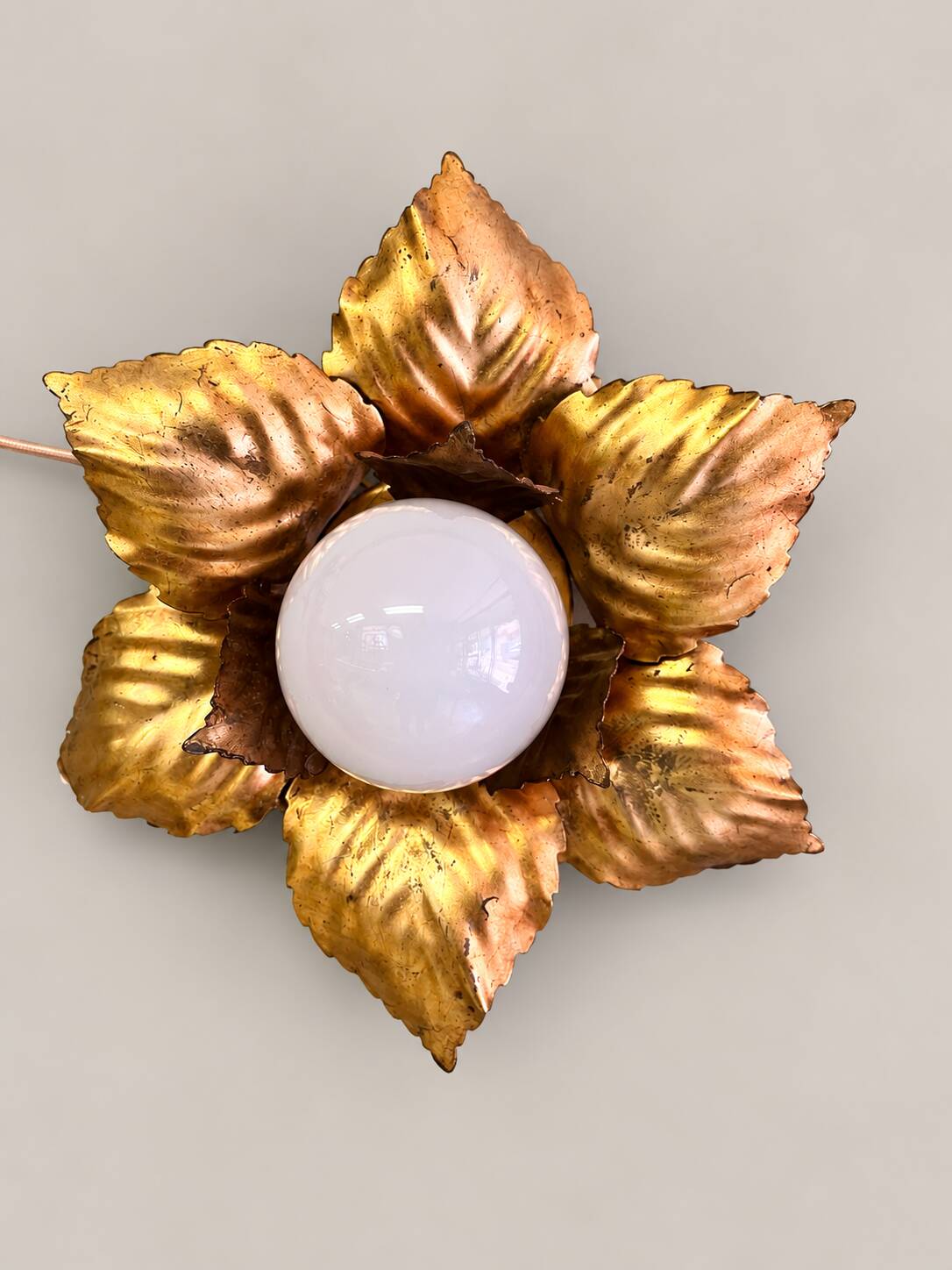 Pair of gold metal flower wall lights – 1960s/70s