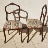 2 Chaises anciennes style Louis XV en noyer