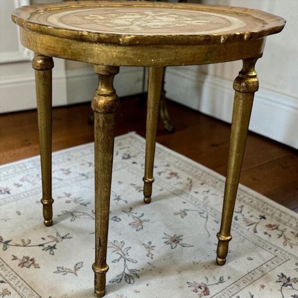 Table d'appoint ronde florentine vintage / table d'appoint